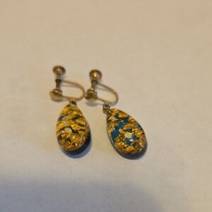 Elegant Gold and Blue Teardrop Earrings